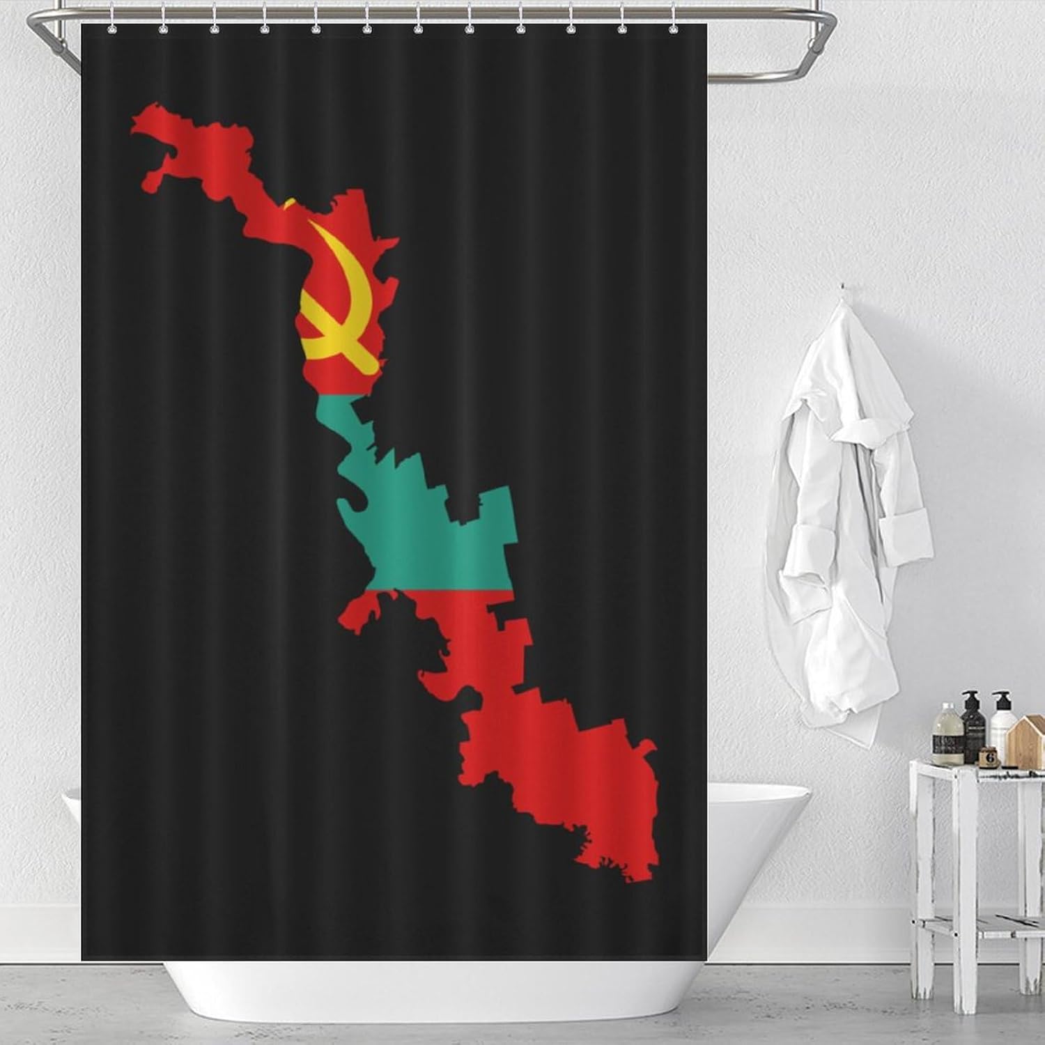 Transnistria Stub Funny Shower Curtains Washable Bath Curtain Liner with Hooks for Bathroom Bath Tubs