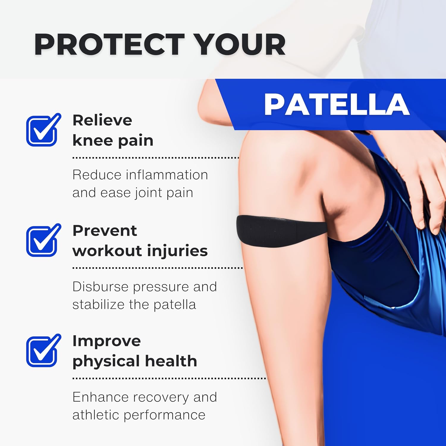 COOLSET Patella Band Knee Strap - 2 Pack Patellar Tendon Support Strap for Knee Pain Relief - Non-Slip Knee Brace for Jumper’s Knee, Tendonitis, Basketball, Running - Men, Women, Youth w/ Travel Bag (Black)