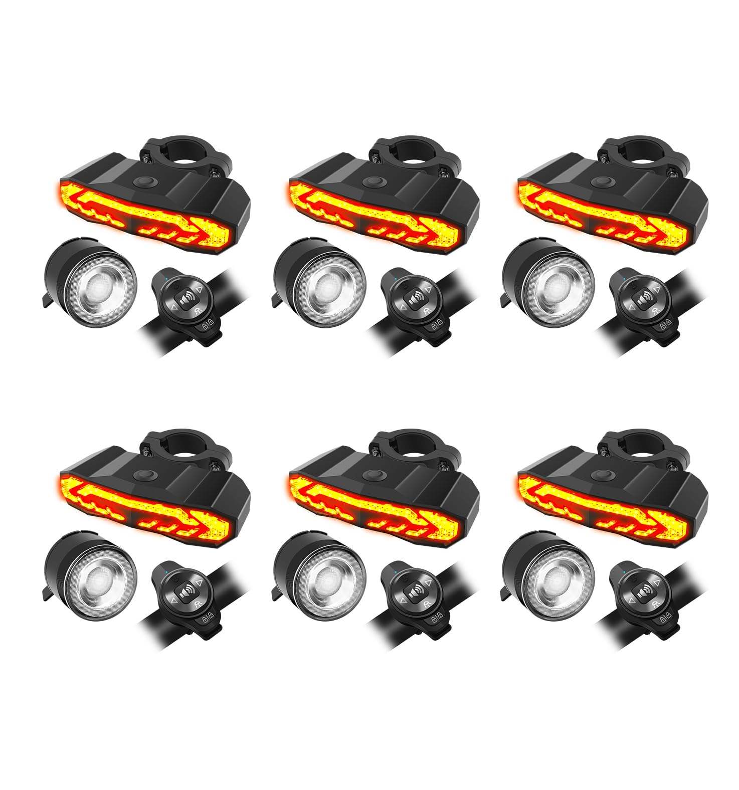 6PK Bike Headlight and Taillight, NineLeaf Bike Lights Front and Back with Turn Signals, Front and Rear Bike Lights Set, USB Rechargeable IP66 Waterproof for All Bicycles, Road, Mountain, Night Riding