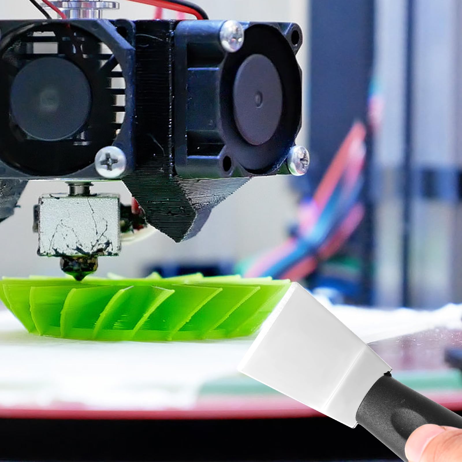 2szt Profesjonalny Zestaw Skrobaków do Drukarek 3D, Stal Nierdzewna Prosta i Zakrzywiona Głowica Narzędzia Skrobania Trwałe Akcesoria do Łóżek Drukarek 3D z Antypoślizgowym Uchwytem