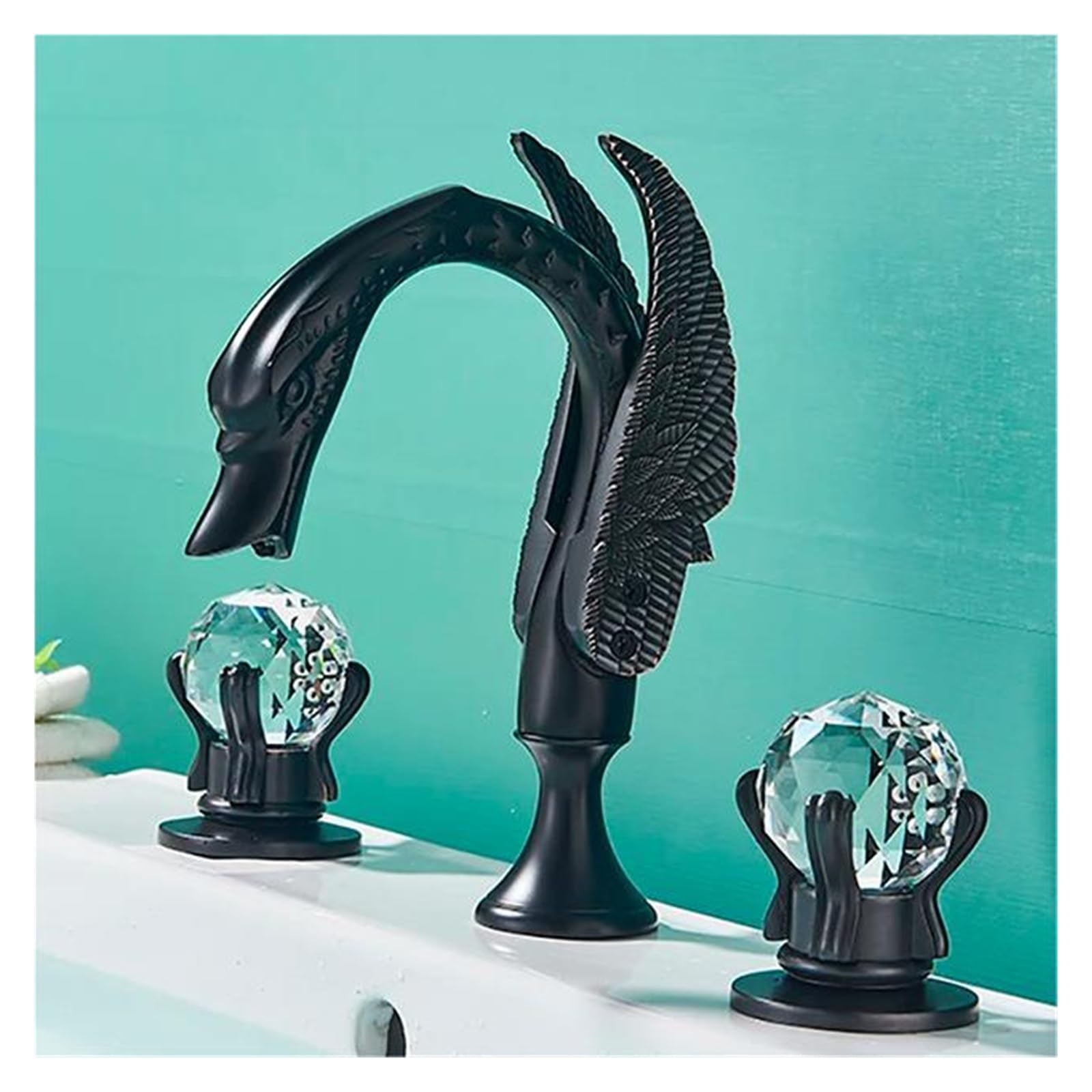 SBCGFY Gold Bathroom Basin Faucet Sink Tap Polished Gold Bathtub Swan Two Crystal Mixer Tap Widespread,Basin Faucet,Onecolor