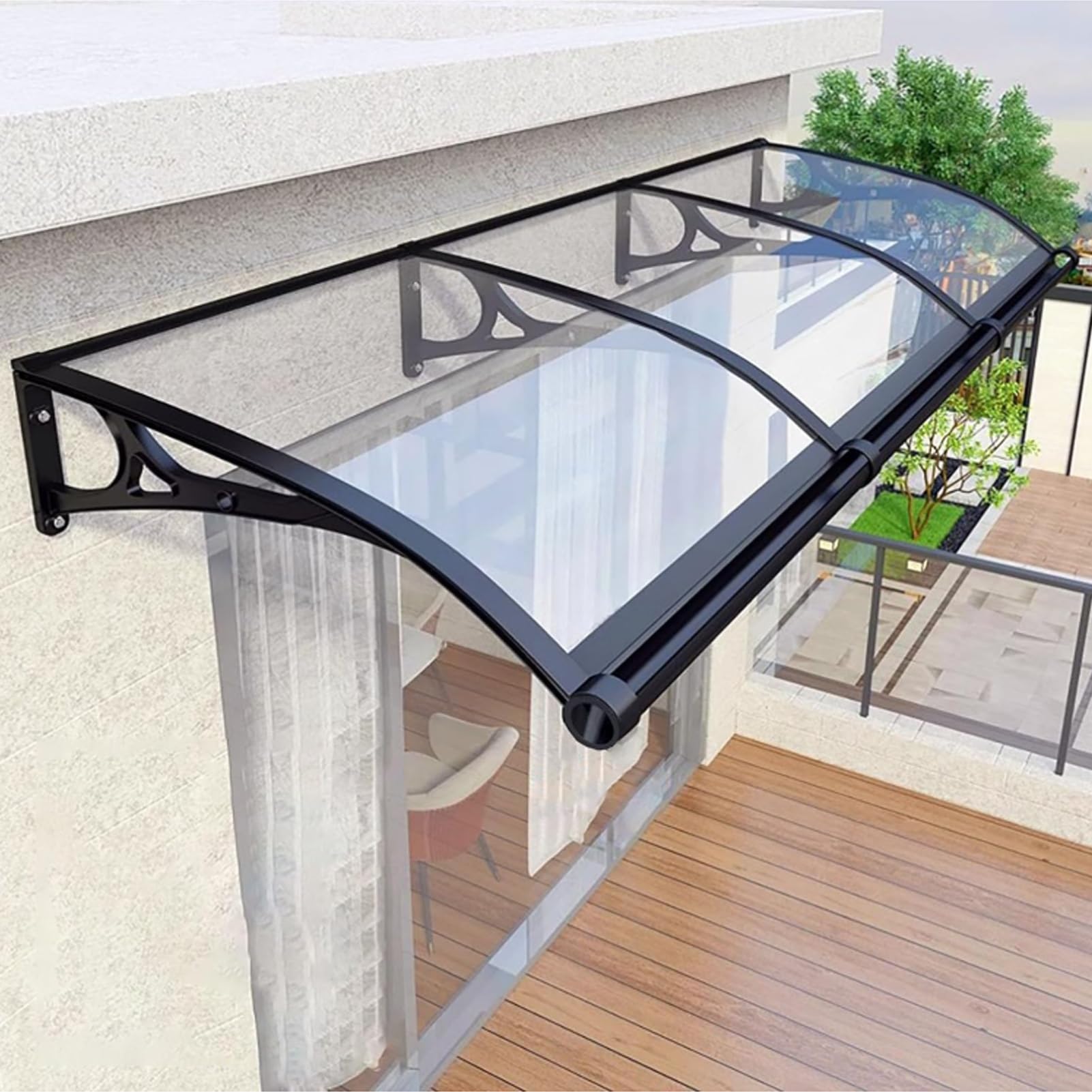 Auvent incurvé pour fenêtre contre la pluie marquise de porte 60x80