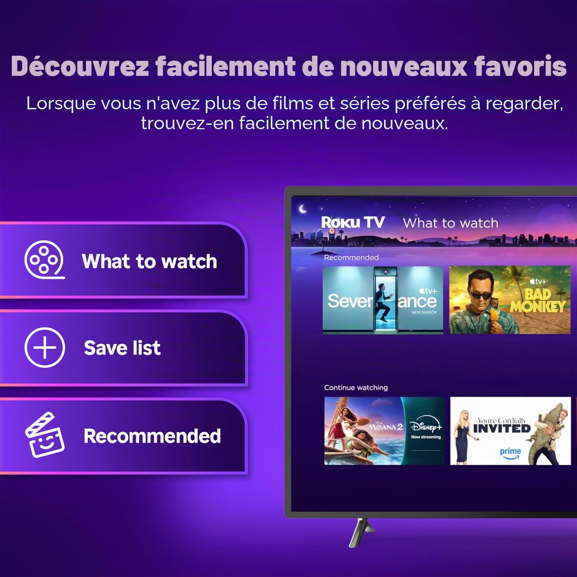 Roku® Streaming Stick™ Plus 2025 – Appareil de Streaming Roku 4K et HDR pour TV avec télécommande vocale – TV Gratuite et en Direct