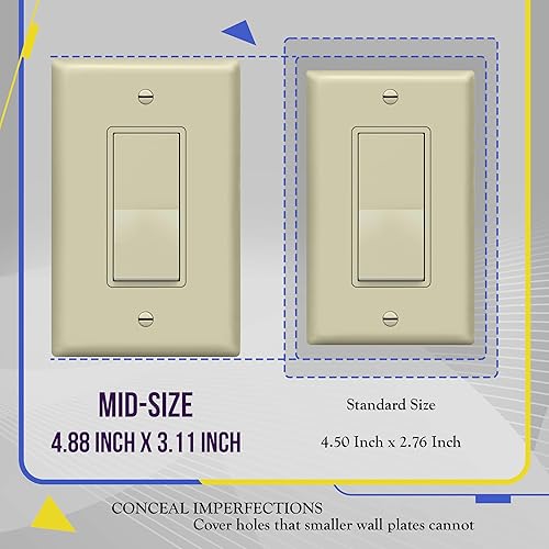Miniatura 2 de ENERLITES Placa decorativa de pared para interruptor de luz o toma de receptáculo, acabado brillante, tamaño intermedio de 1 banda, 4.88 x 3.11