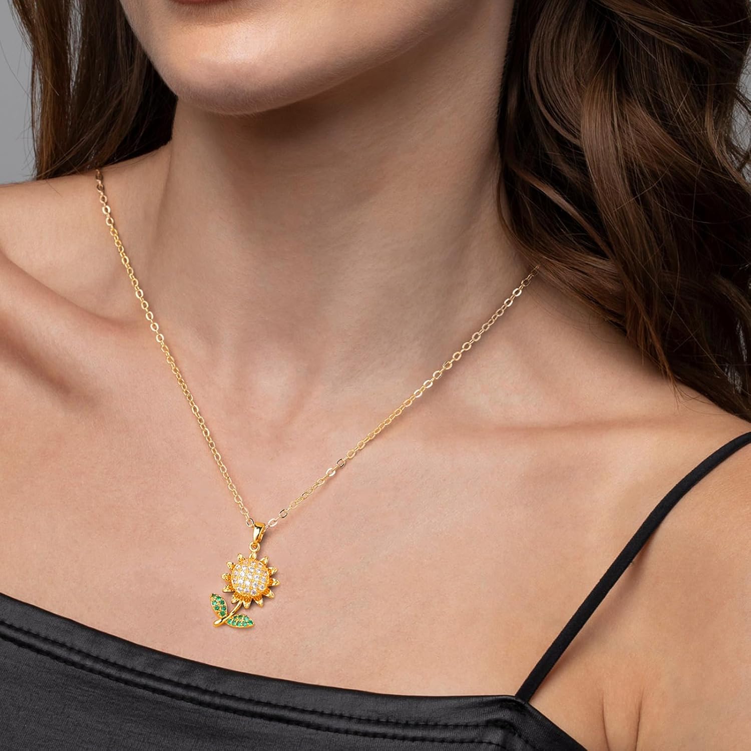 Starain Sunflower Necklaces for Women 14K Gold Plated Rotate Sunflower Pendant Necklace Cute Fun Necklaces 18 inch - Image 3