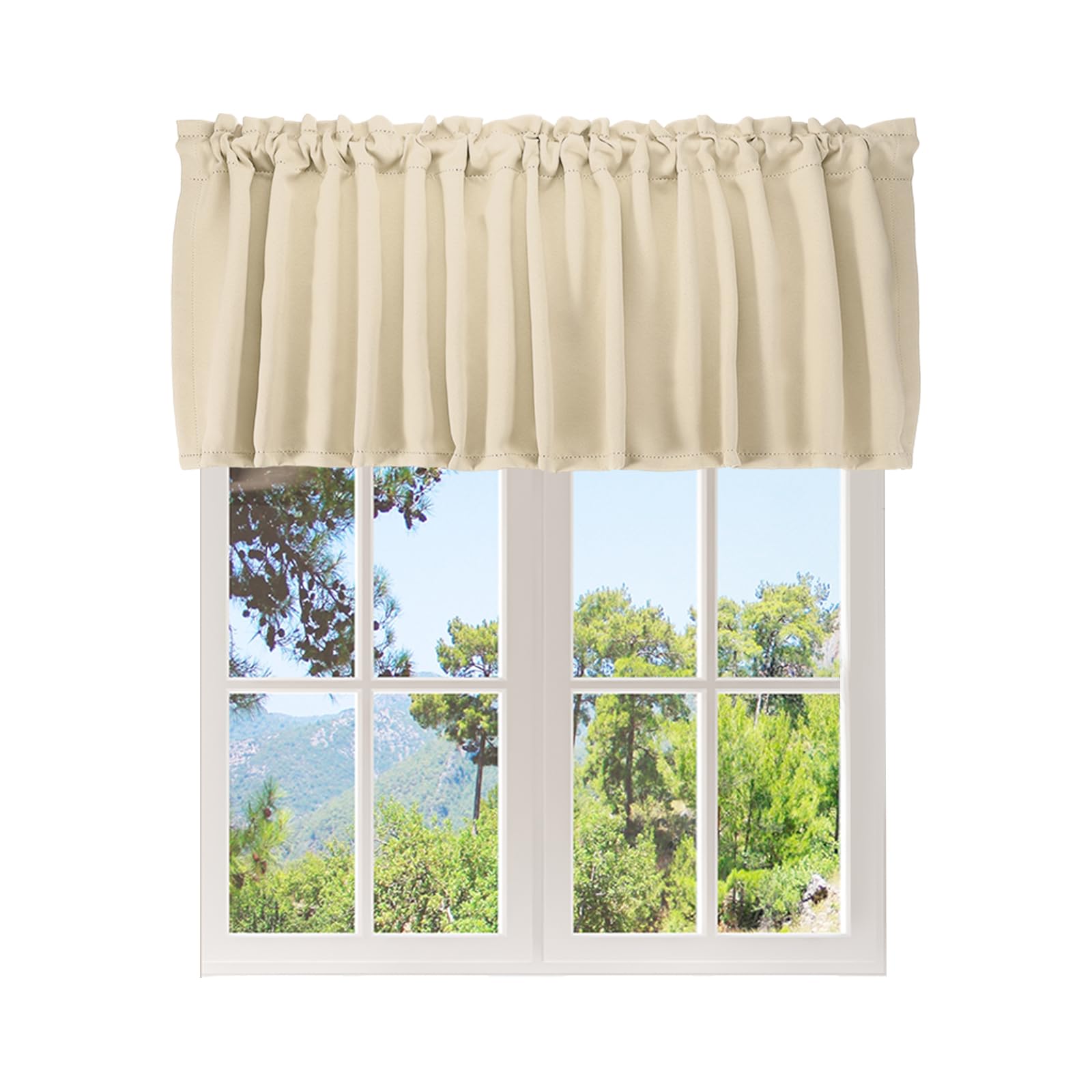 sourcing map Window Valance, 52 x 18 Inch Valance Curtains Small Short Light Filtering Sheer for Windows Bedroom Bathroom Living Room Kitchen, Light Camel