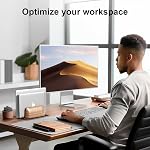 Support vertical pour ordinateur portable, double fente en bois de noyer Porte ordinateur portable pour bureau, en bois naturel & Aluminium Largeur Ajustable Dock pour MacBook et autres ordinateurs portables