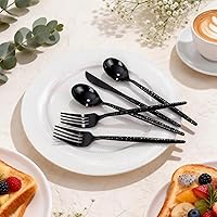 Vista 7 de WILLIFE - 120 cubiertos de plástico negro, cubiertos de plástico resistente, incluye 40 tenedores, 40 cucharas, 40 cuchillos, juegos de utensilios