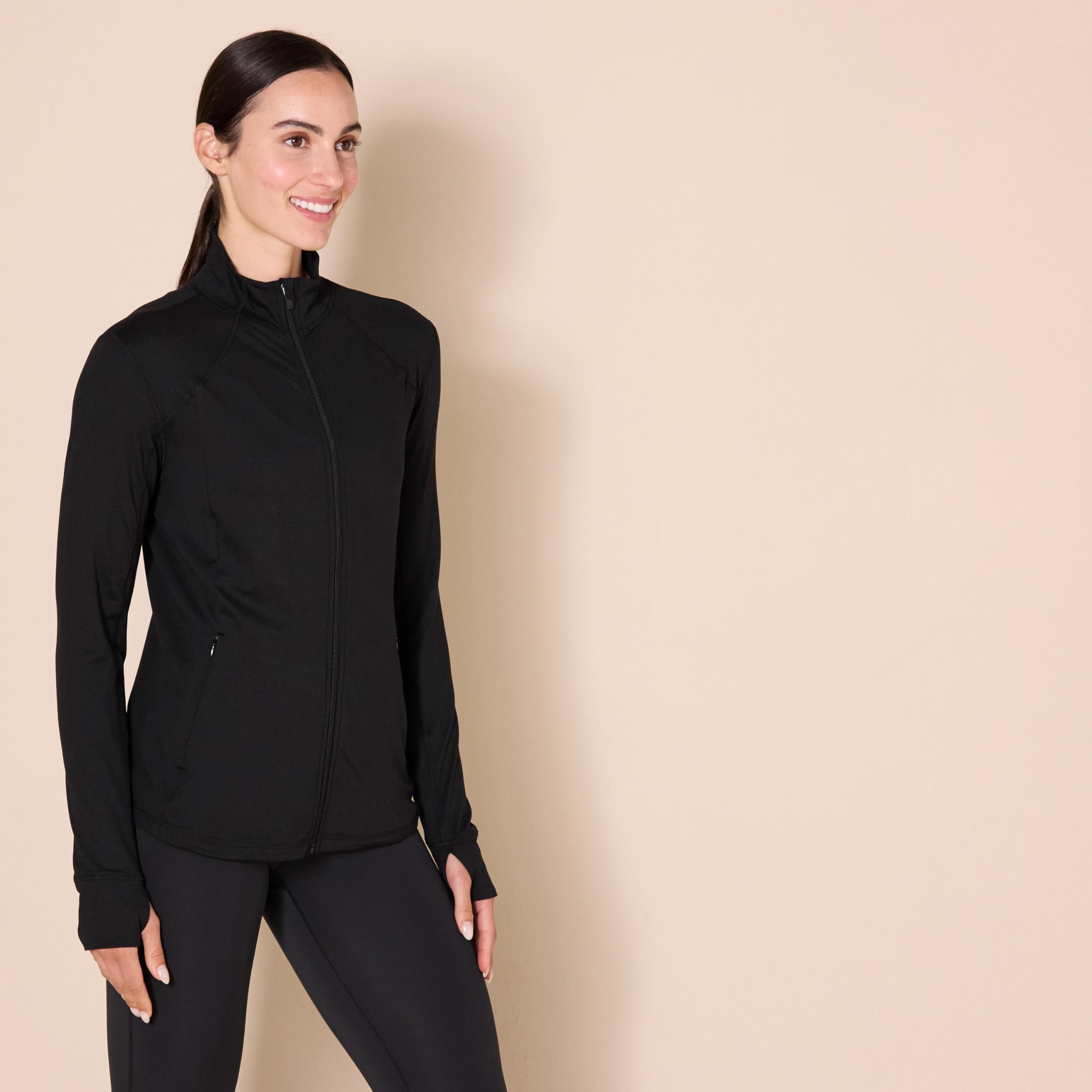 Amazon Essentials Femme Veste Entièrement Zippée en Tissu Brossé Tech Stretch (Grandes Tailles Disponibles)