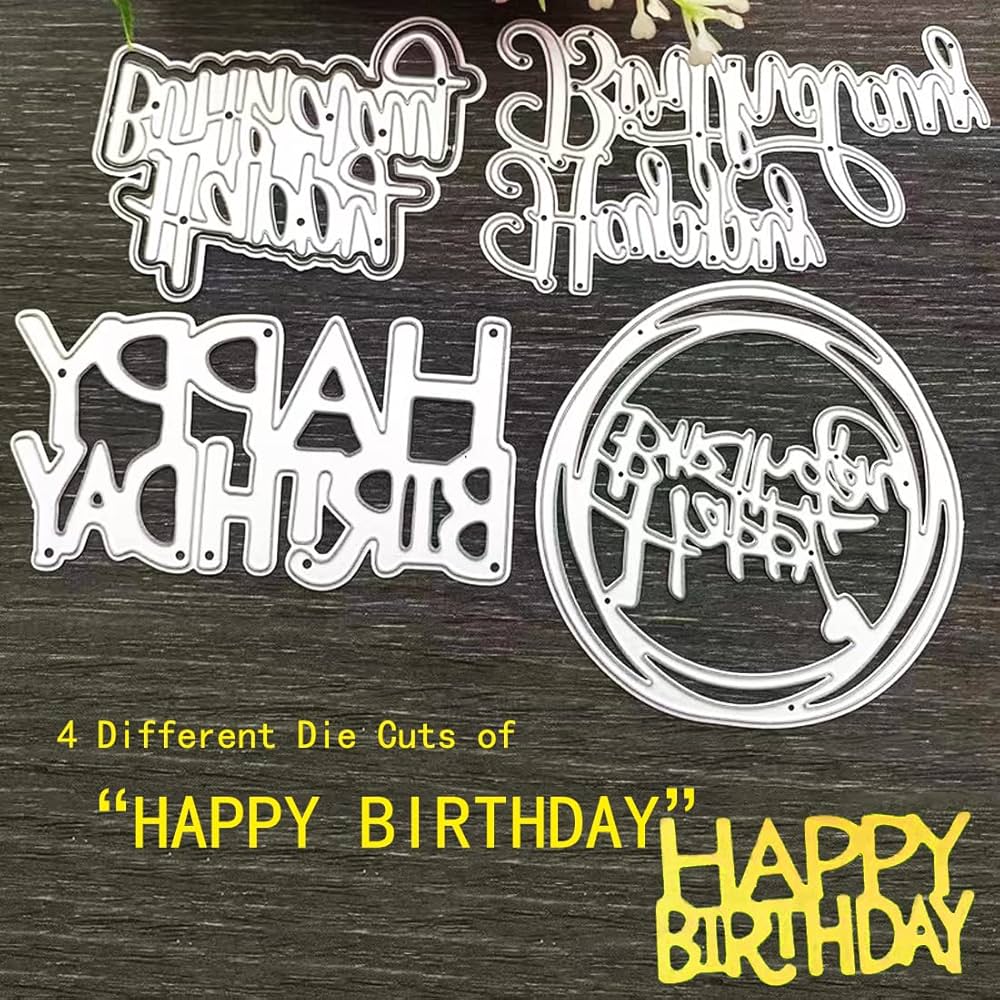 ♡カッティングダイ♡小さなバースデーパーティ カードセットᵕ̈* Amazon.co.jp: カード作成用ダイカット6セット、ハッピー