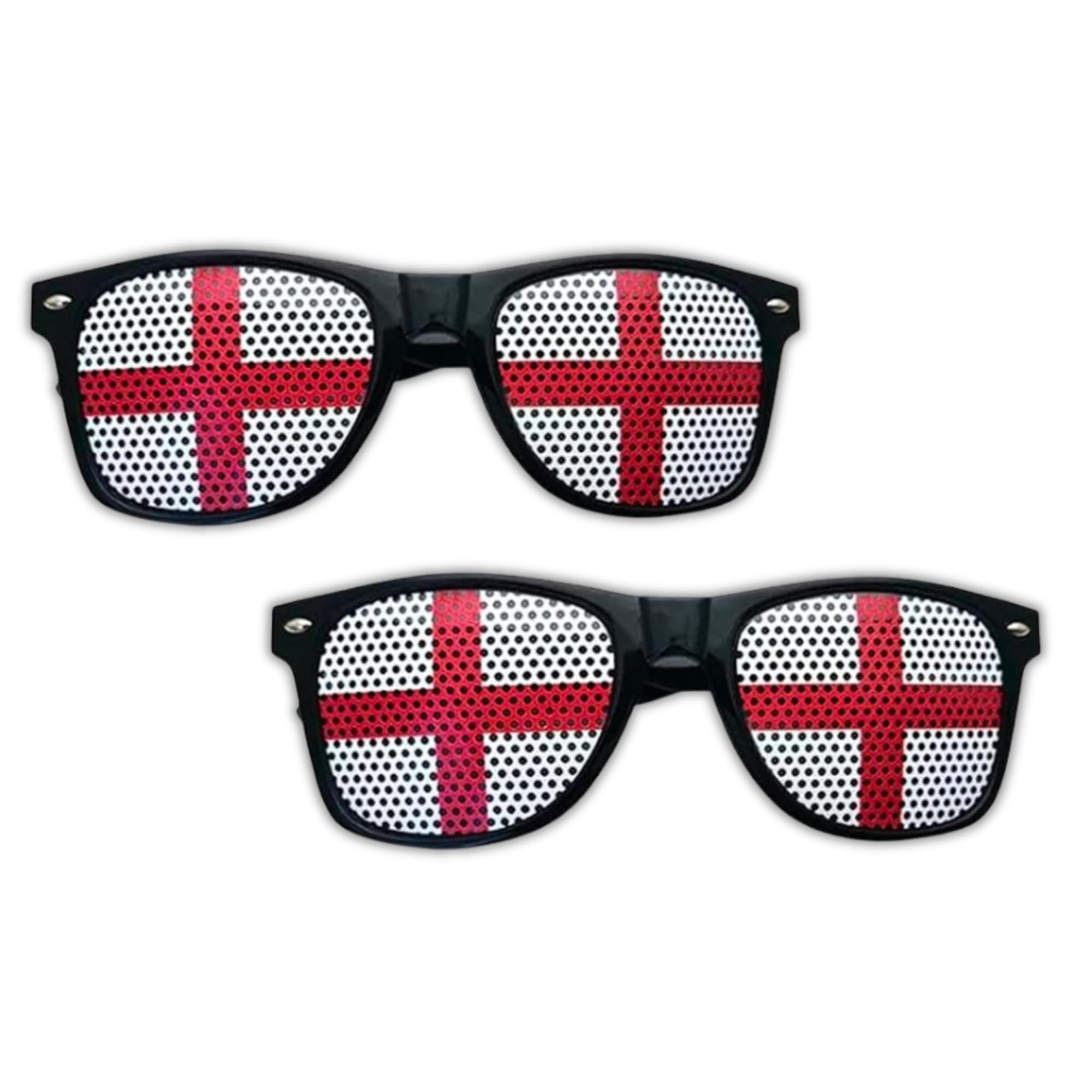 2Pcs England St George Cross Sunglasses 15 x 5 cm for FIFA 2026 World Cup – England Flag Novelty Glasses for Football, Rugby, Cricket, St George’s Day and Fan Party Decorations