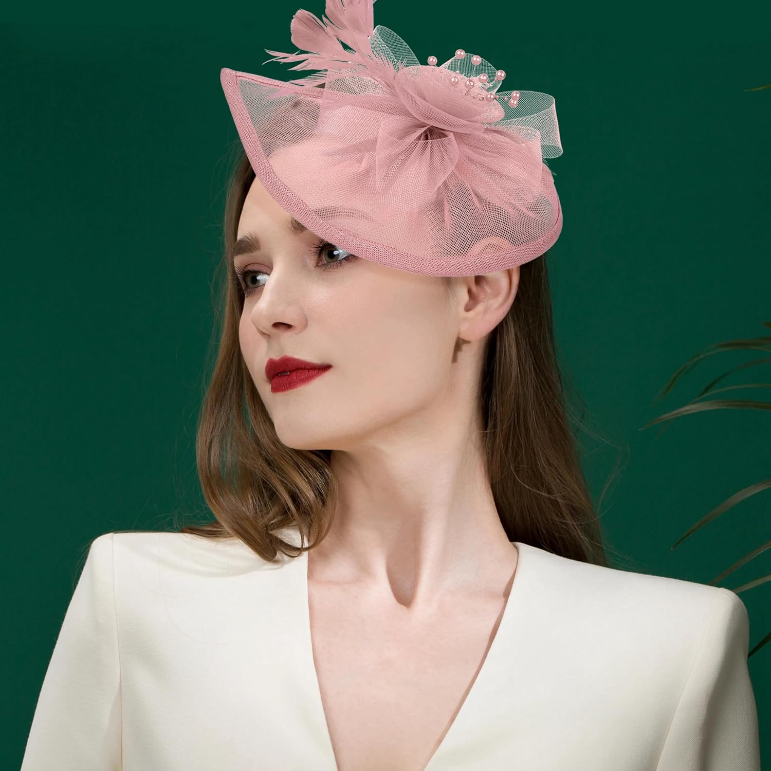 Fascinator Hat for Wedding Tea Party Hat for Women Flower Feathers Mesh Hat Headband Hair Clip for Cocktail - Image 6