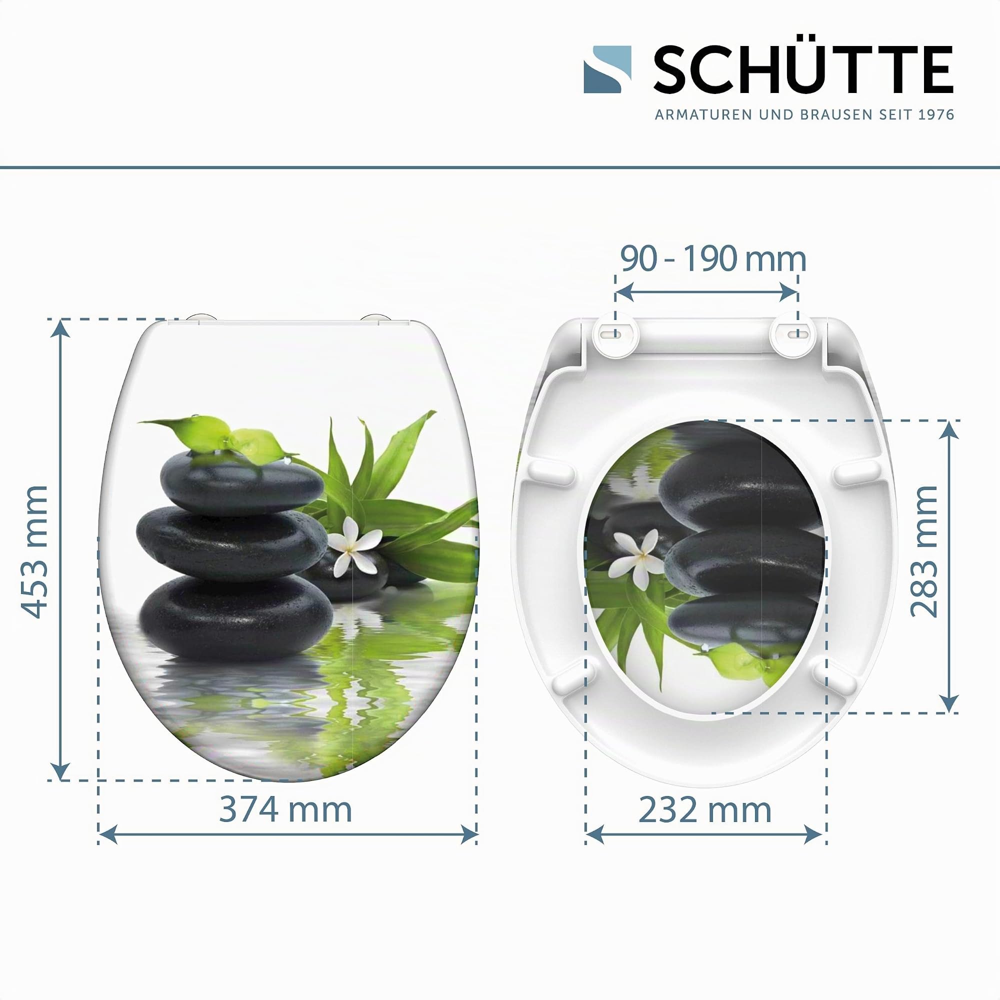 SCHÜTTE Sedile WC Duroplast JASMIN, sedile WC con abbassamento automatico e chiusura rapida per una facile pulizia, carico massimo sugli occhialini 150 kg, motivo pietre 82367