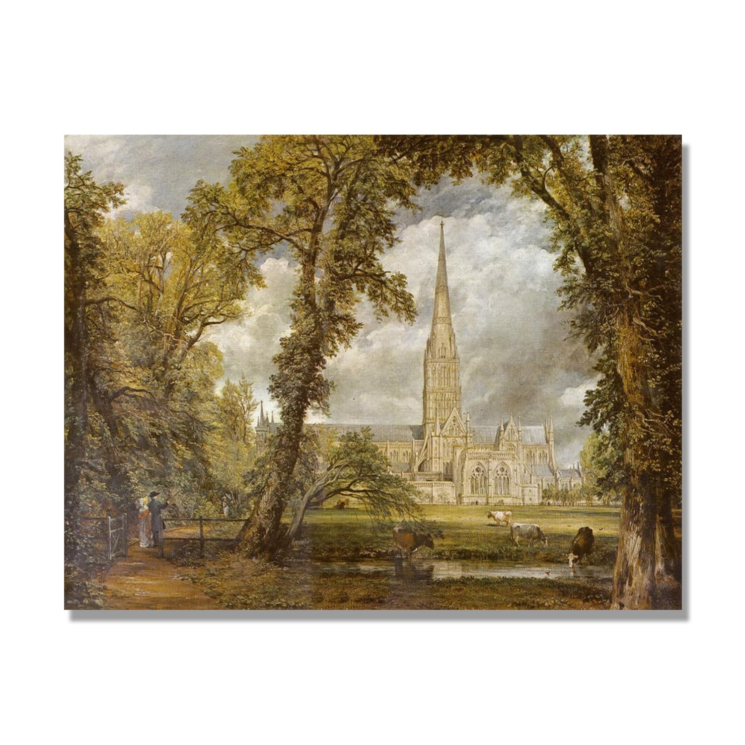 NHLDZYH John Constable reprodukcja, (bez tytułu 9), obraz w stylu angielskim, idealny na świąteczne prezenty i dekoracje. 50 x 65 cm. Tylko płótno.