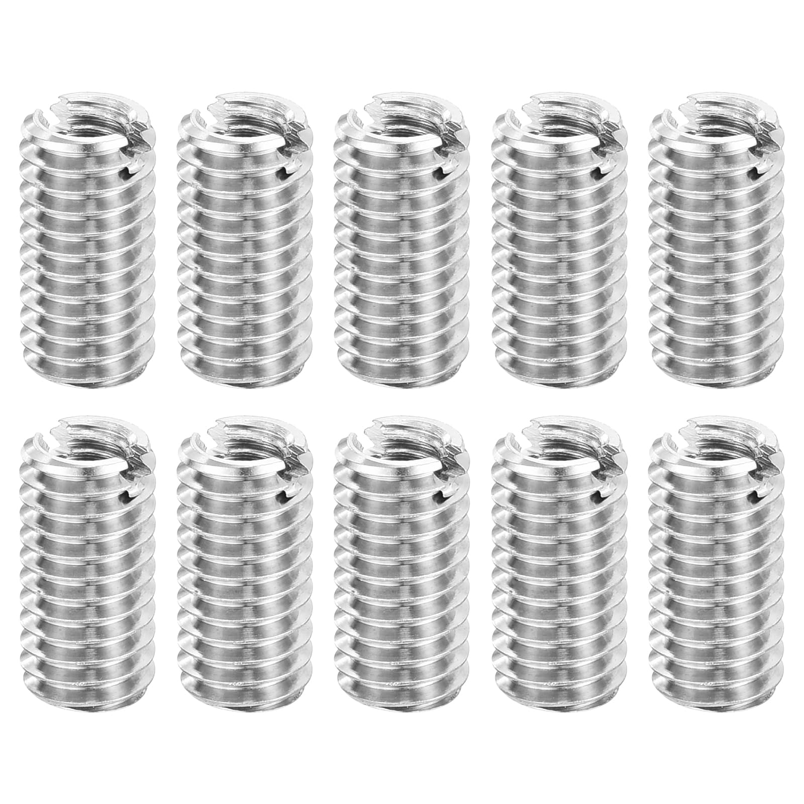 sourcing map Thread Adapter Sleeve Reducing Nuts, 10 Pcs M6x1 Male to M4x0.7 Female Stainless Steel Nut Screw Reducer Conversion Fastener, Threaded Insert Repair Sleeve Reducer Nut, Silver