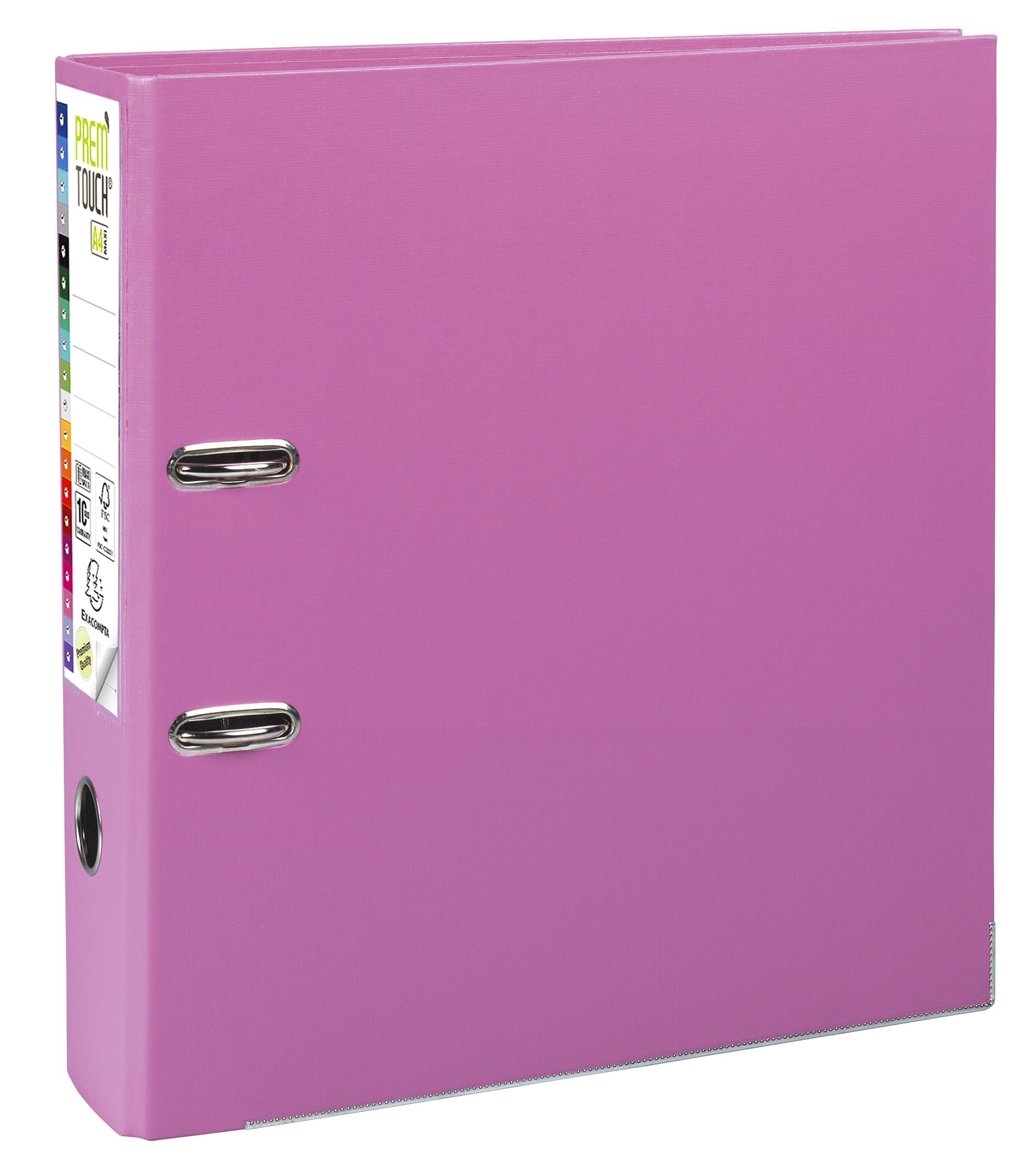 Exacompta - Réf. 53355E - Carton de 10 classeurs à levier A4 MAXI Prem'Touch - Dos 80 mm - Mécanique 80 mm - Dimensions extérieures : 32 x 30 x 8 cm - Format à classer A4 Maxi - Coloris : Rose