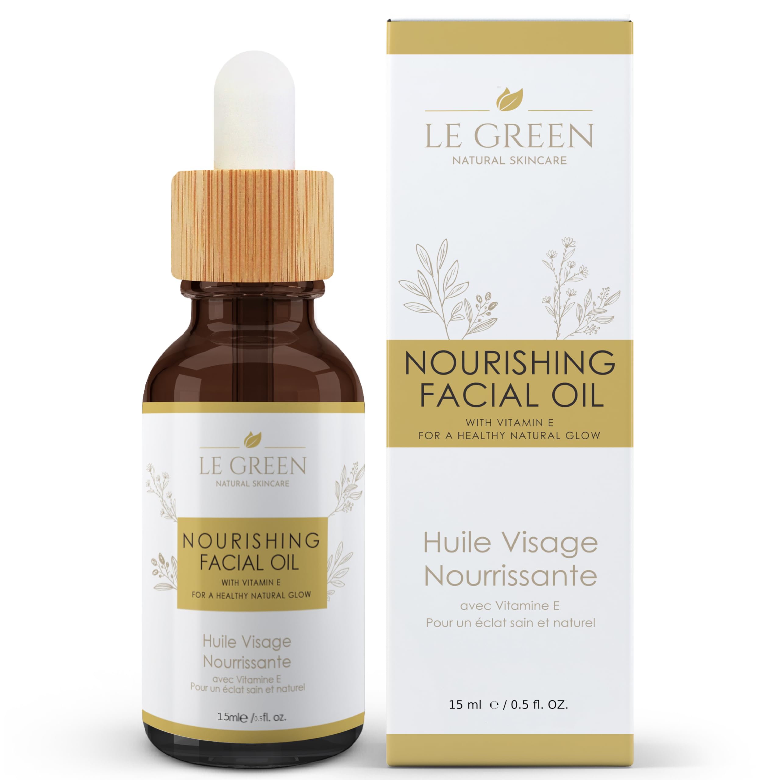 Le Green Face Oil, Face Serum, Complexion-Boosting Blend with Vitamins A & E, Antioxidant-Rich Jojoba Seed & Avocado Oil
