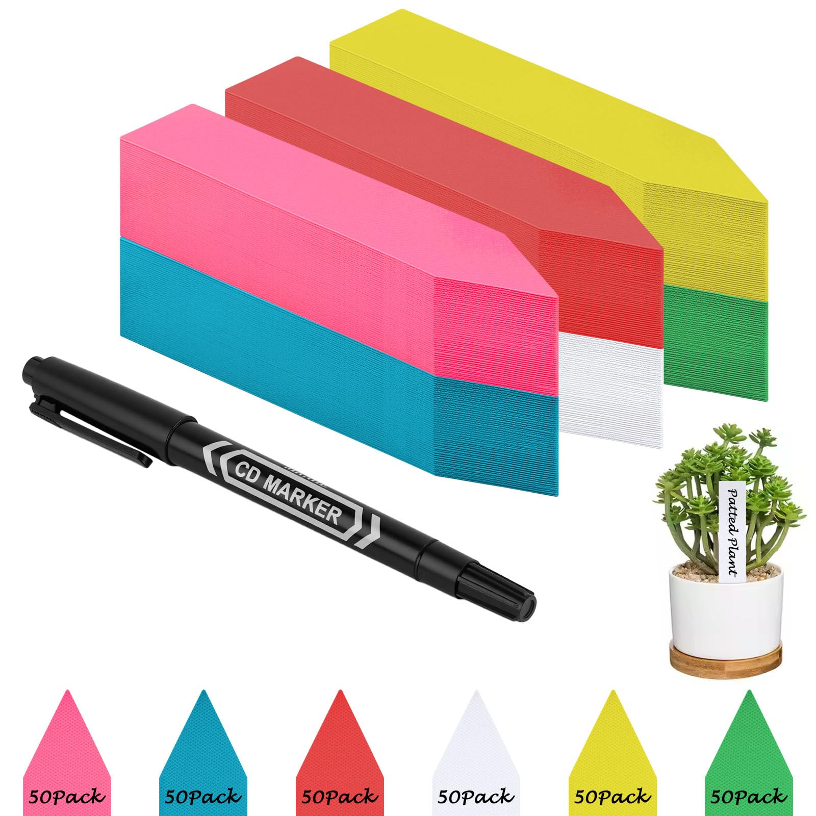 ANOMM 300pcs Plant Labels with Pen, Waterproof Plastic Markers for Plants