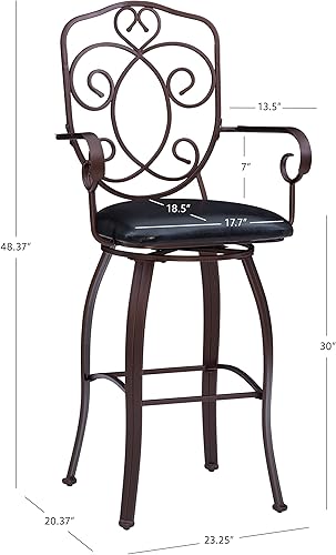 Miniatura 3 de Linon Taburete de bar giratorio con espalda crestada de 30 pulgadas
