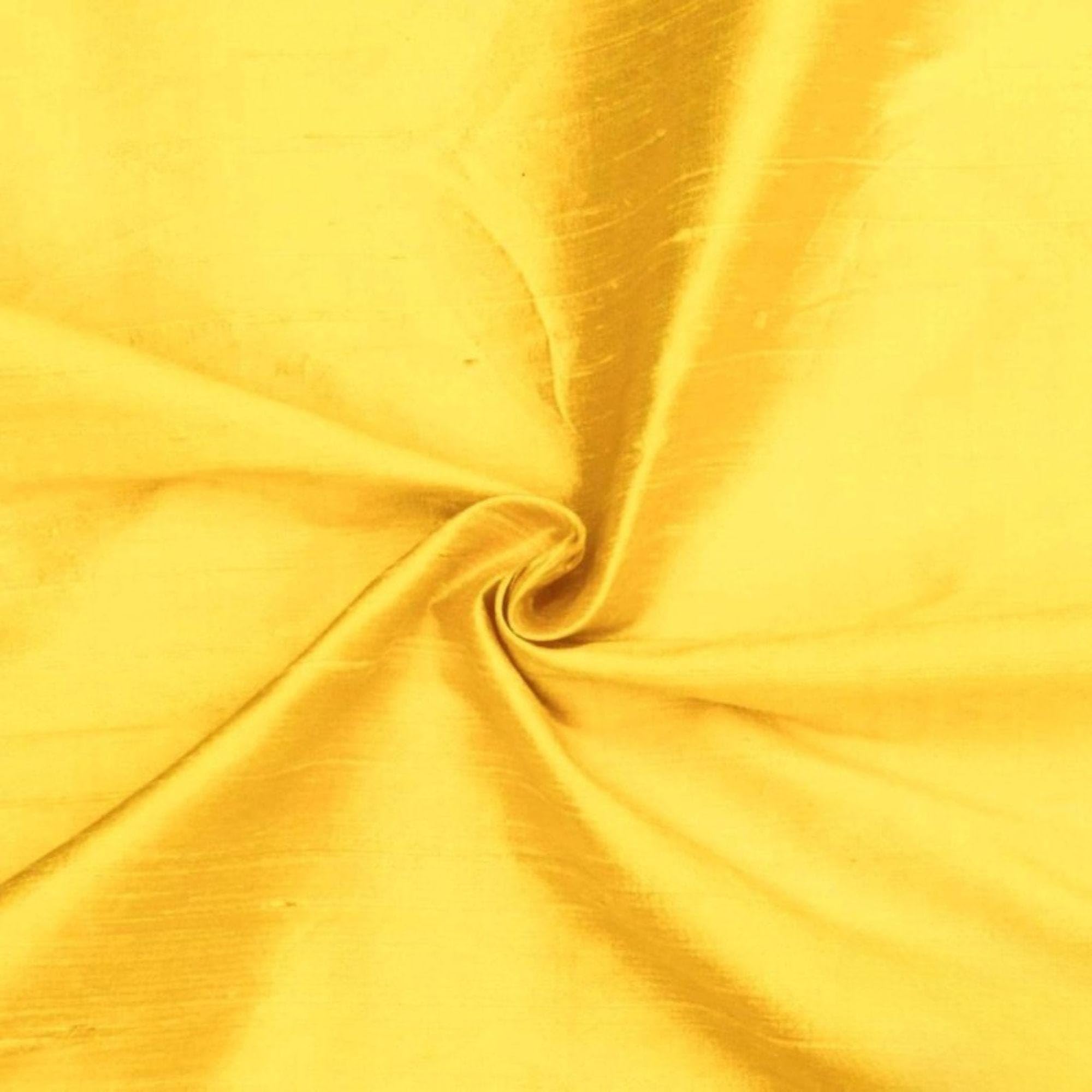 Fabric Mart Direct Bright Yellow 100% Pure Silk Dupioni Fabric By The Metre, 4 Continuous Metres 104 cm Width Pure Raw Silk Solid Color Yellow Wholesale Silk Upholstery Fabric for Curtains โ image 1