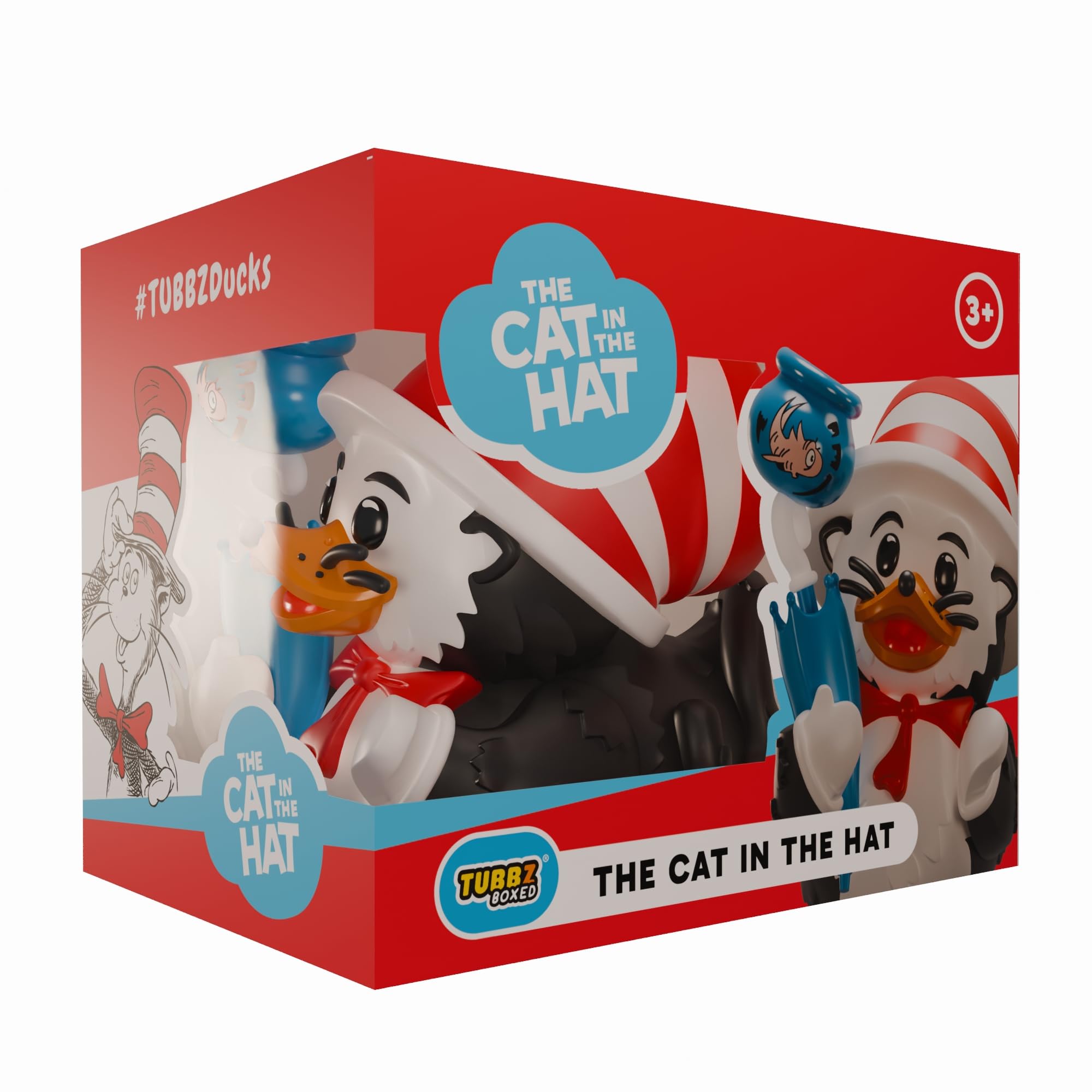 TUBBZ Boxed Edition: The Cat in the Hat Cosplaying Rubber Duck Vinyl Figure – Official Collectible for Fans of Dr Seuss