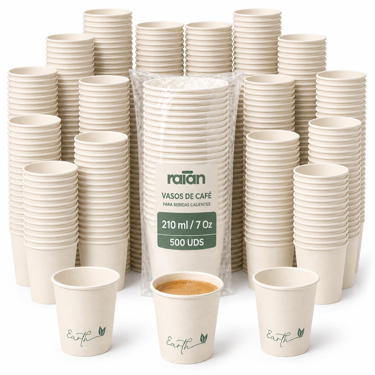 raian Lot de 600 gobelets à café jetables en carton pour cappuccino 210 ml