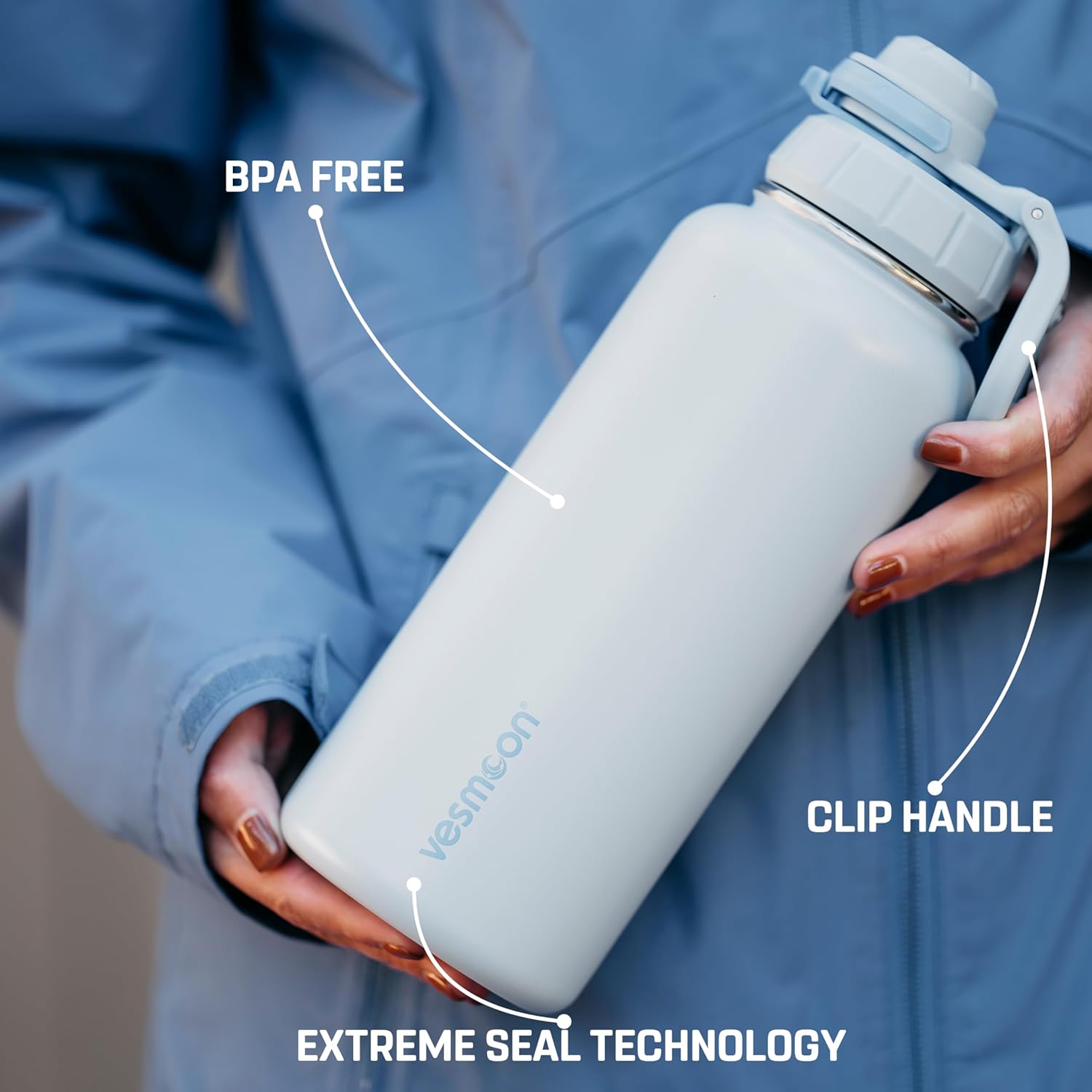 Vesmoon Vessence 32 Oz Stainless Steel Tea Infuser Bottle for Loose Leaf Tea, Water, Herbs, Fruits - Triple Layered Insulated, Leak Proof Bottle with Lid and Clip Handle - 24 Hours Hot/Cold - Image 4