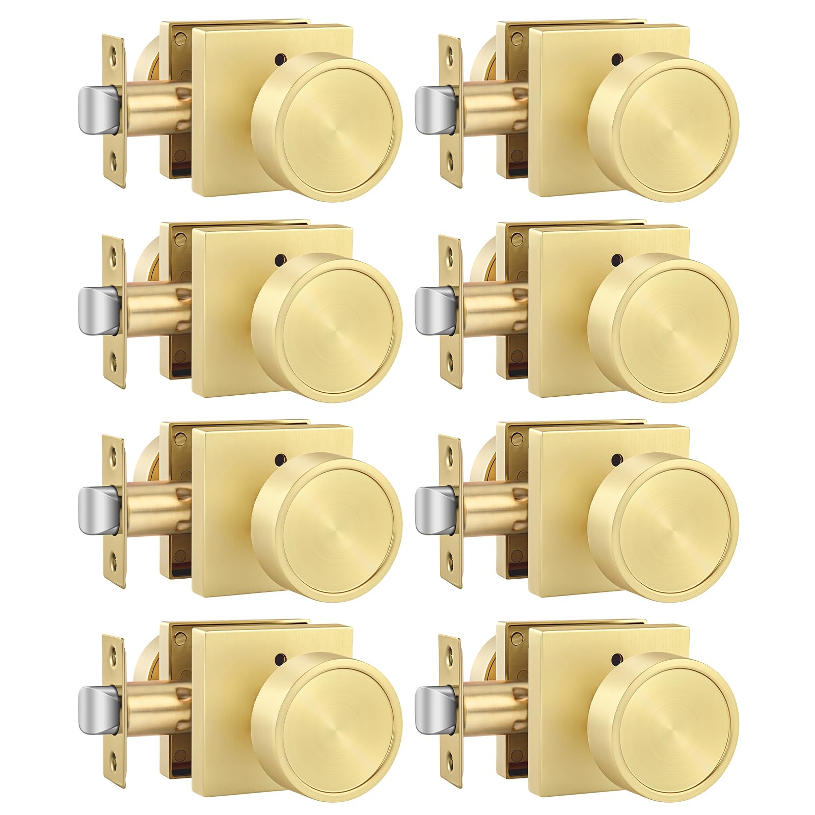 Goldenwarm Privacy Gold Door Knobs Interior Zinc Alloy, 8 Pack