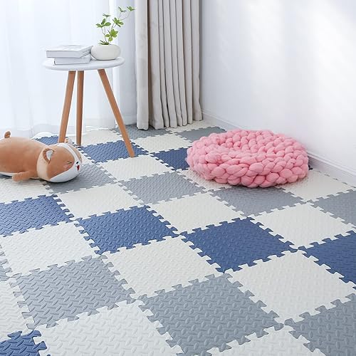 Miniatura 62 de Tapete de juego de espuma para bebé, tapete entrelazado de 0.4 pulgadas de grosor con colores sólidos, tapete de juego suave y no tóxico, tapete
