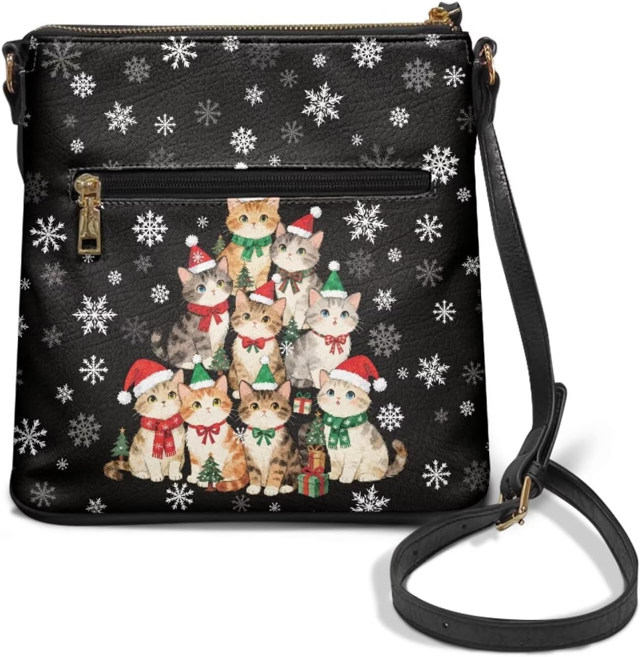 Christmas Womens Hobo Bag Leather Shoulder Bag for Ladies Crossbody Bucket Bag with Anti-Theft Pocket for Everyday