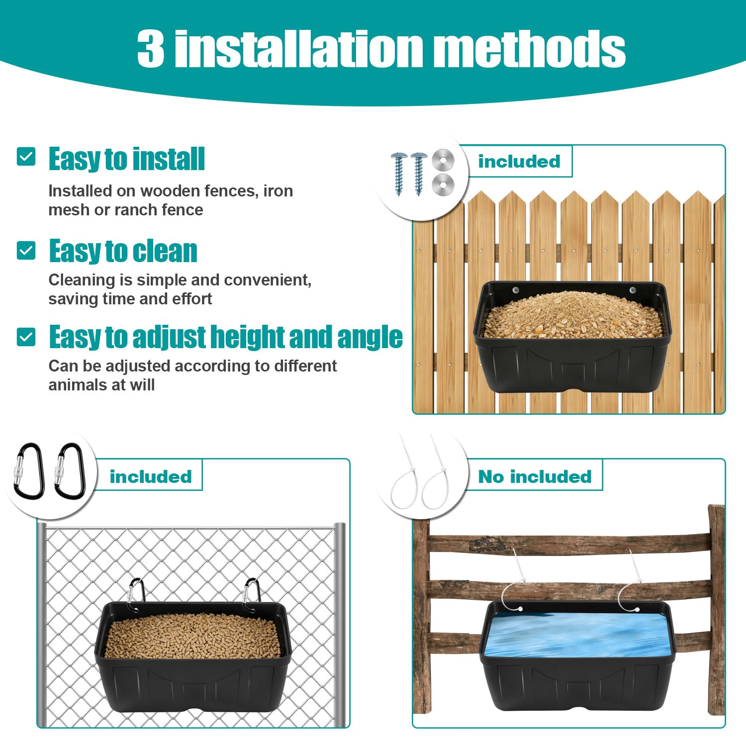 Comedero de pollo, comederos colgantes para cabras, comedero colgante para aves de corral para ovejas, patos y perros, comedero de cerca, contenedor de alimentación de ganado, accesorios de gallinero