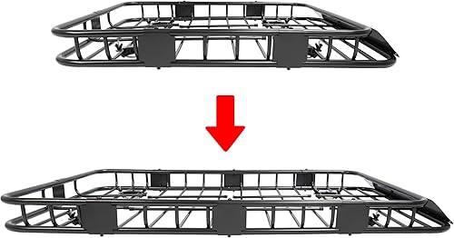 Vista 9 de ECOTRIC 59" x 39" x 5.1" Portaequipajes universal ajustable para techo, canastilla de carga con extensión, de acero resistente, para la parte