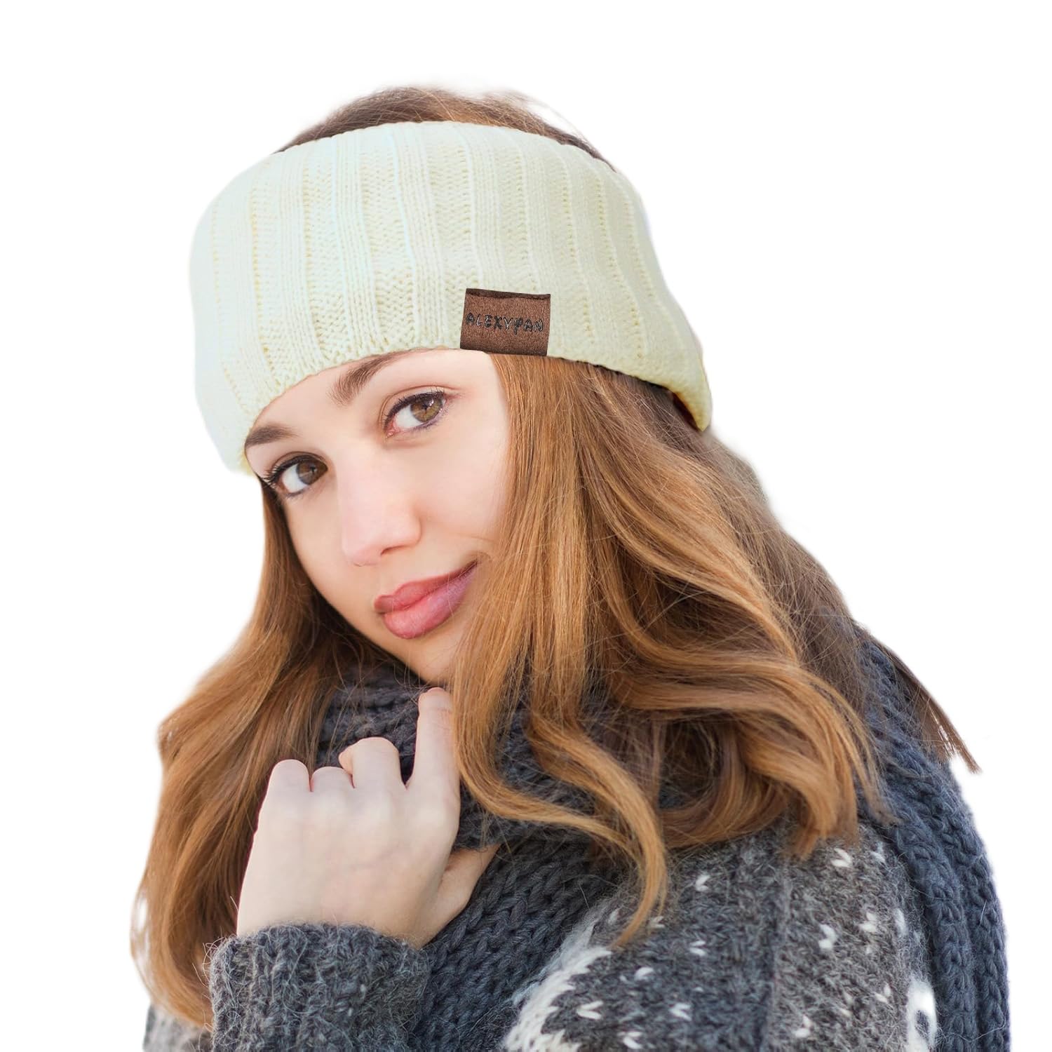 alexvyan White Woolen Lining Sporty Winter Head Warmer Headbands for Women Wool, Ear Warmers Headband Knitted Thick Cold Weather Warm Ear Muffs Winter Protector-picture-15
