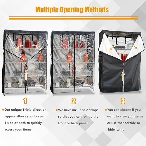 Miniatura 3 de Aacabo Cubierta de estante impermeable, cubierta de unidad de almacenamiento a prueba de polvo, cubierta protectora con cremallera, se adapta a