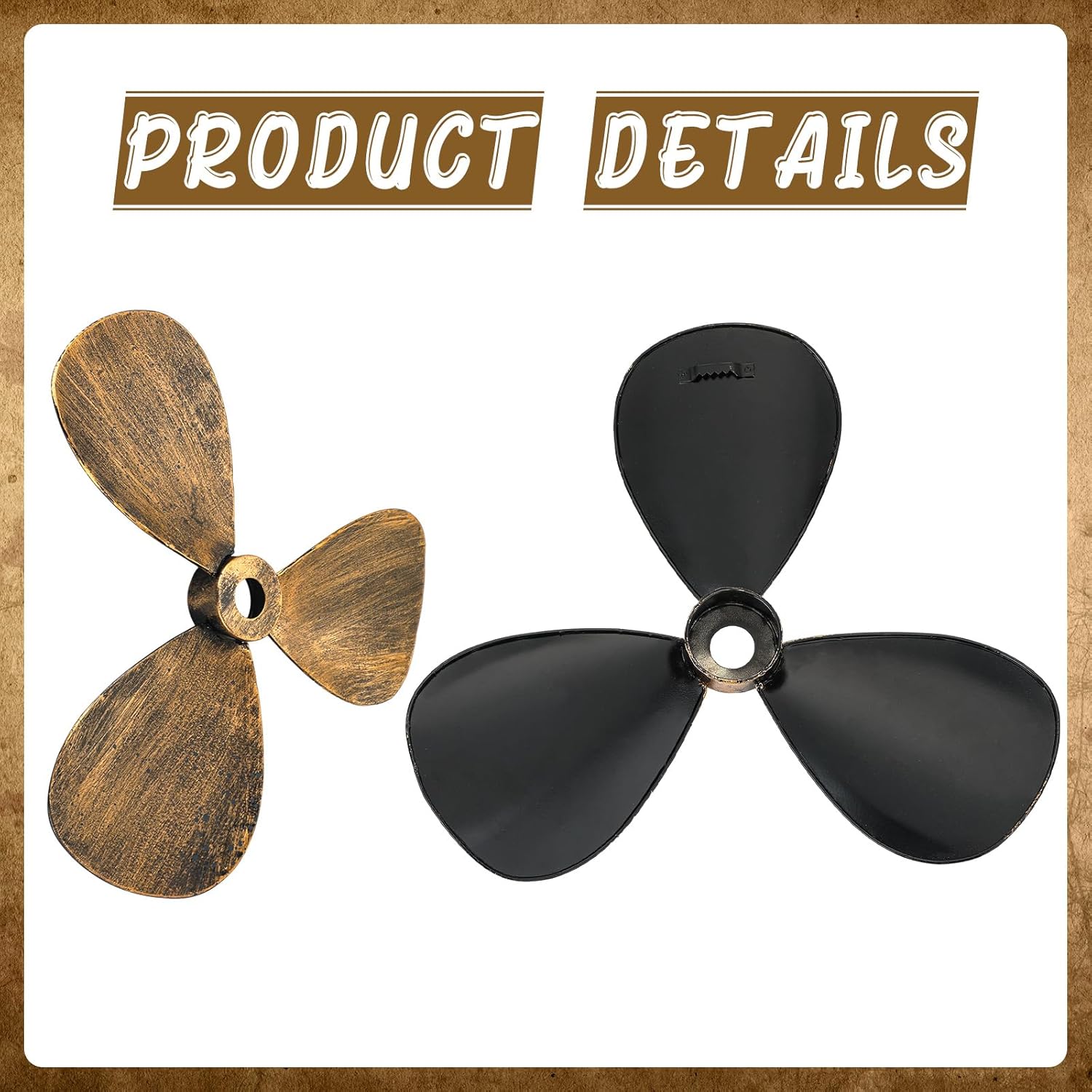 Gisafai 3 Pcs Metal Nautical Wall Art Decor Ship Wheel Airplane Propeller Wall Art Vintage Nautical Decorative Rustic Sailboat Propeller Decor for House Interior Lake Decorations