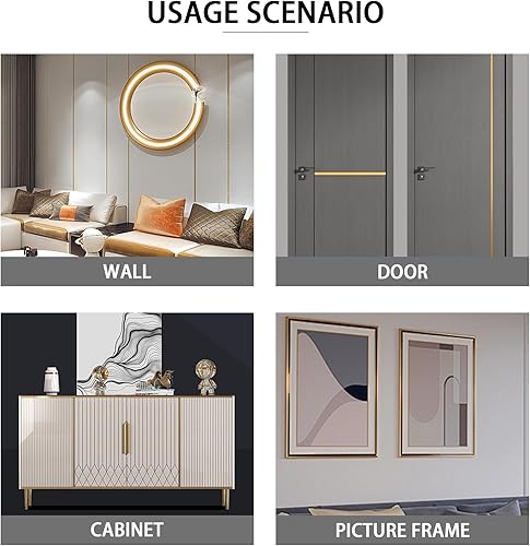 Miniatura 5 de QDYMXUN Moldura de PVC brillante dorada pelar y pegar, tira de acento de pared flexible DIY para marco de espejo, gabinete, bordes y cantos y