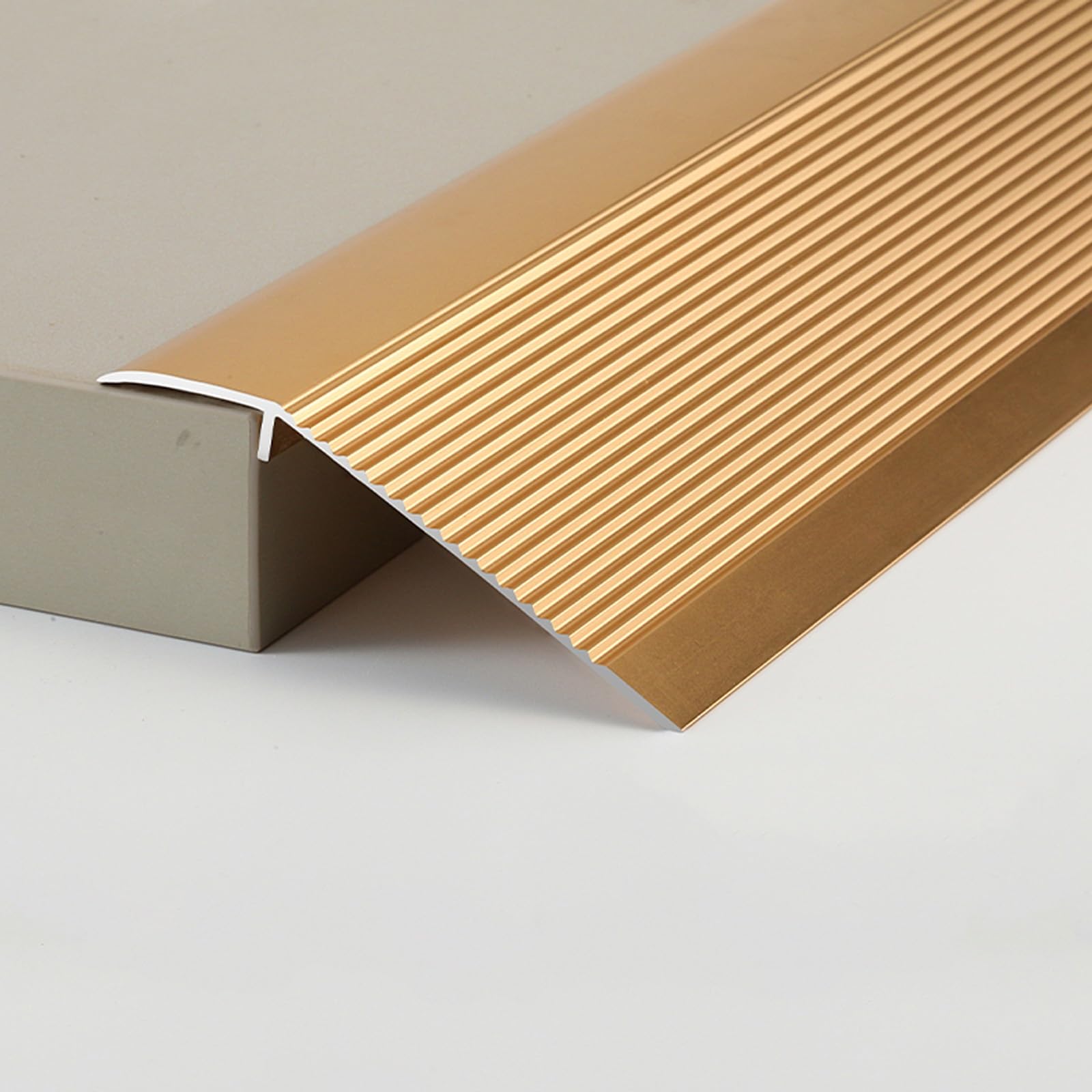 Tira De Umbral 10cm Extra Ancho Perfil De Transición De Aluminio, Reductor De Umbral Para Puerta De Entrada Portales, Perfil De TransicióN Compensador Para Suelo Con Desnivel(Gold,360cm(90x4))