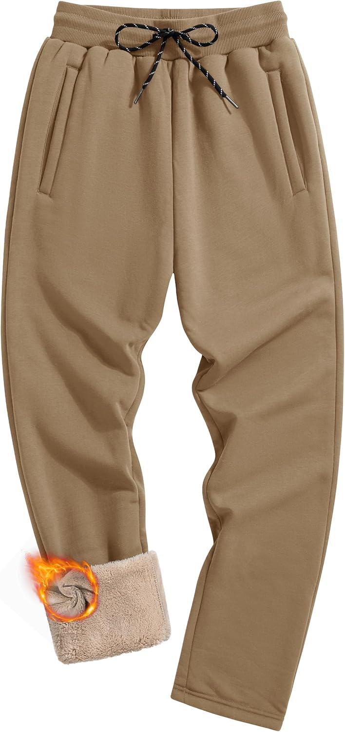 TACVASEN Men's Fleece Winter Pants Warm Sherpa Lined Sweatpants Heavyweight Thermal Lounge Athletic Track Joggers