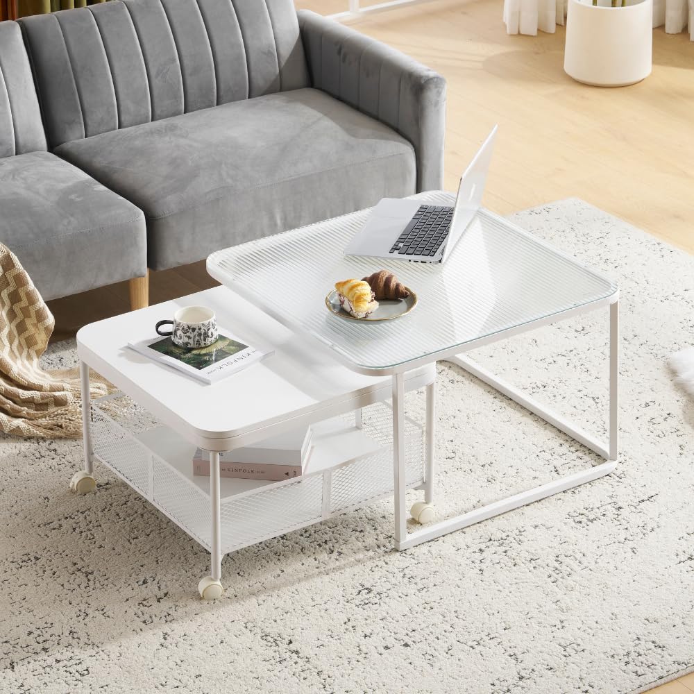 机　ローテーブル　ガラス　ホワイト Amazon.co.jp: ガラステーブル ローテーブル 2点セット 強化ガラス天板