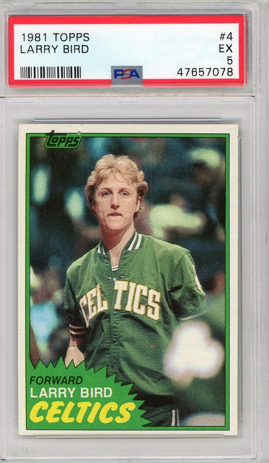 Graded 1981 Topps Larry Bird #4 2nd Year Basketball Card PSA 5 Excellent