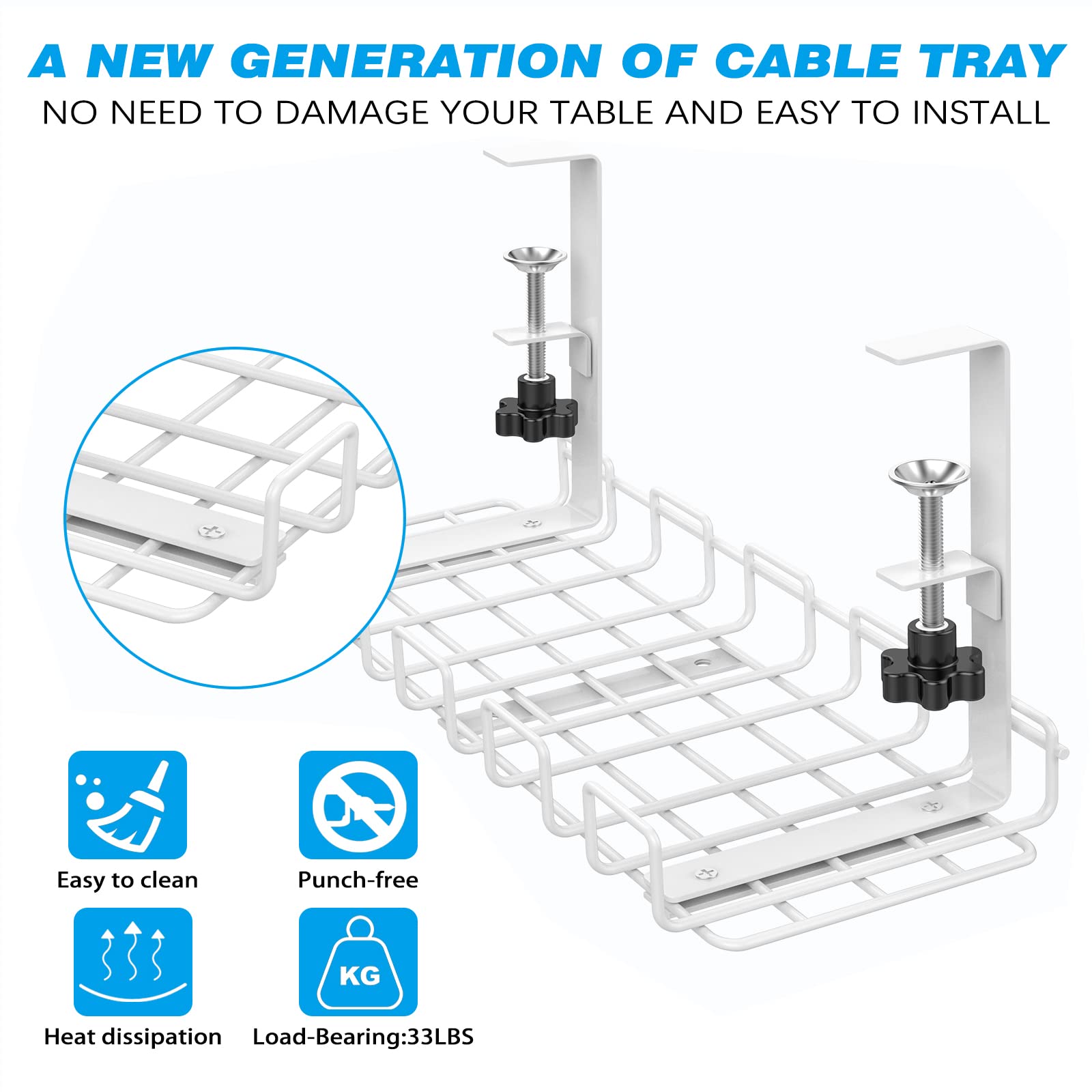 Cable Management Under Desk 2 Pack Under Desk Cable Organizers ...