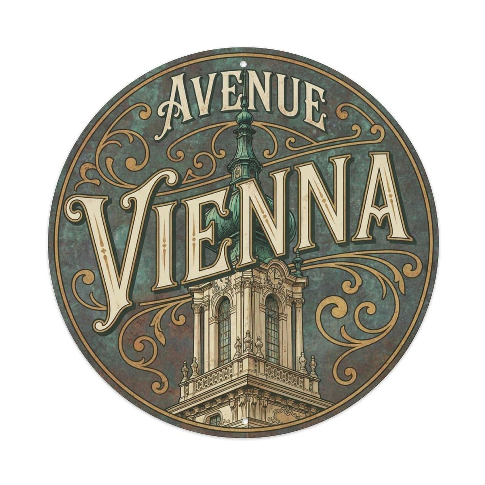 Vintage Travel Vienna Austria Entrance Metal Tin Sign