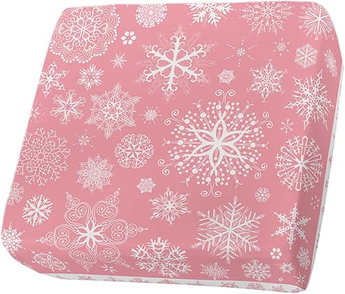 Miniatura 1 de Wowouhiya Fundas de cojín de Navidad con diseño de copos de nieve rosados, funda elástica para sofá con parte inferior elástica, fundas de sofá