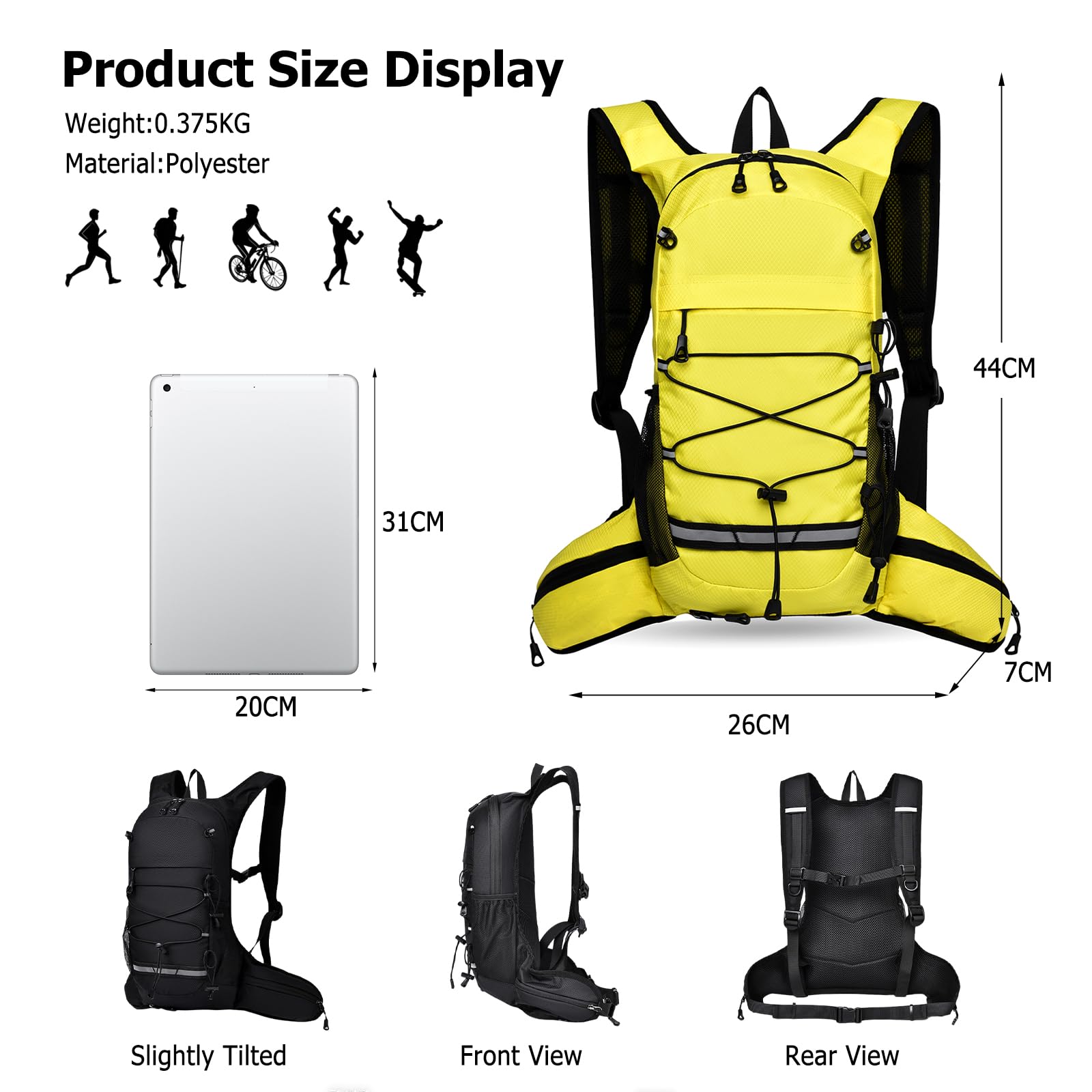 Sac à dos de randonnée imperméable et léger avec bande réfléchissante pour homme et femme, trekking, cyclisme, escalade, sports de plein air