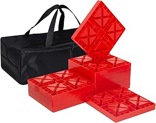 GarfatolRv RV Leveling Blocks, Heavy Duty Camper Leveling Blocks and Interlocking Design,Camper Levelers 10 Pack with T Handle Carrying-10 Pack(Red)