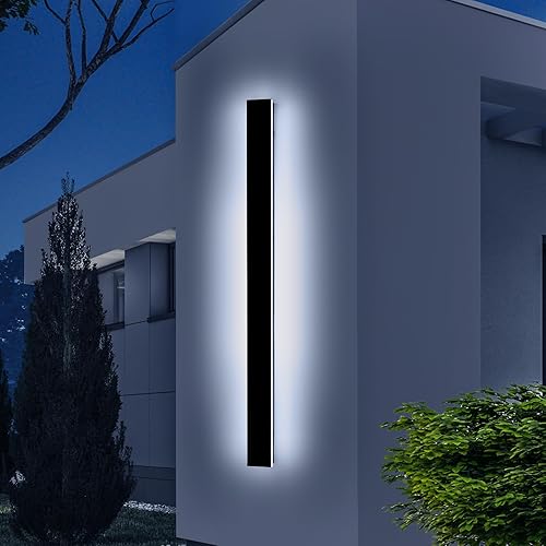 Miniatura 13 de luces de pared exterior de 39 pulgadas largas, lámpara de pared montada moderna, luces de 3 colores 3000K/4500K/6000K, IP65 impermeable, apliques