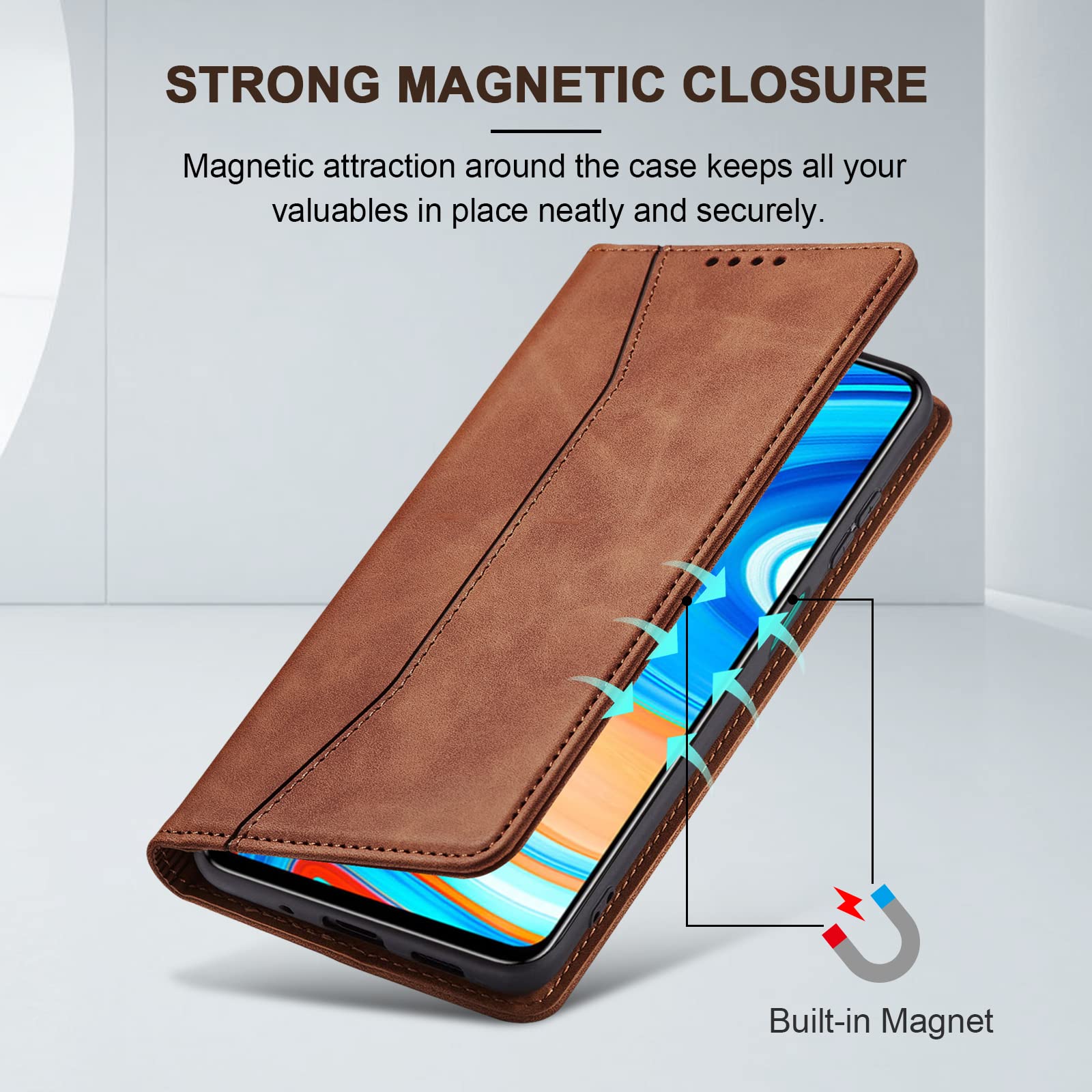 Handyhülle Für Xiaomi Redmi Note 9 Pro/9S – PU Leder Flip Case Mit Kartenfach, Standfunktion & Magnetverschluss