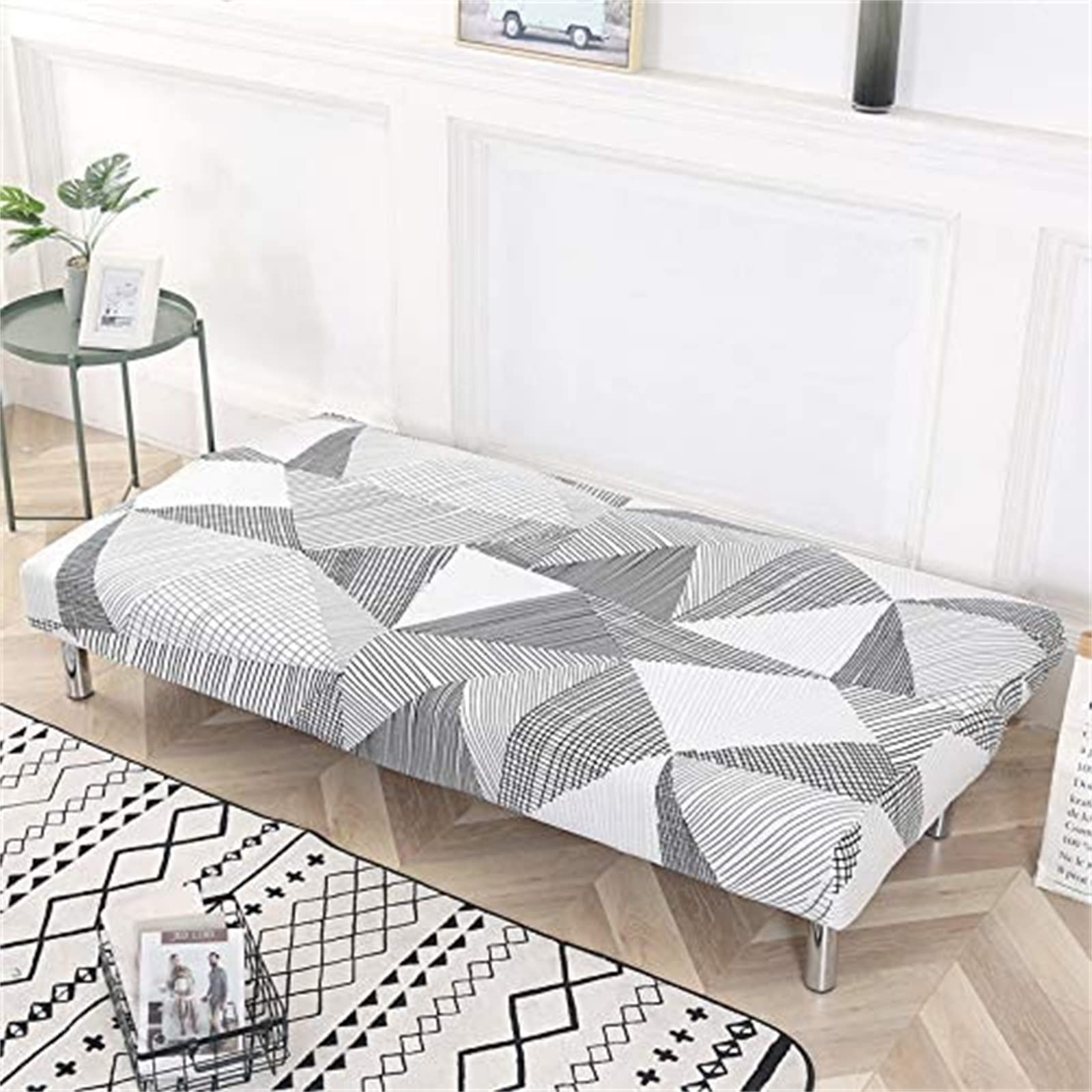 Copridivano Futon Elastico Monocolore Nero – Copertura Totale Antimacchia Per Divano Letto, Facile Da Mettere E Togliere, Adatto A Lunghezze 190-210 Cm E Larghezze 110-130 Cm