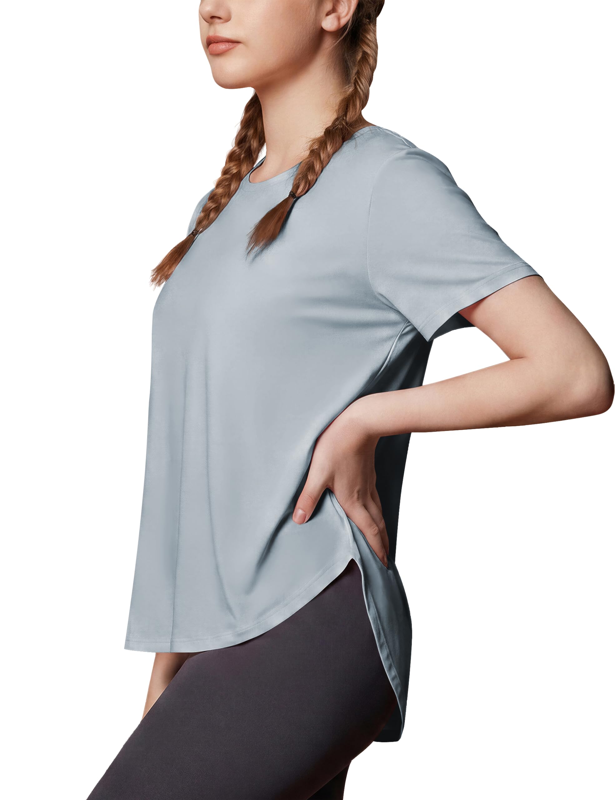 MAGCOMSEN Sportshirt Damen UV Shirt Kurzarm Locker Sport Fitness Laufshirt Wandershirt Yoga UPF 50+ Atmungsaktiv Leicht