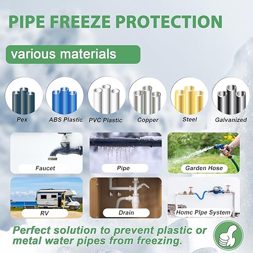 Vista 22 de HEATIT JHSF - Cable calefactor de tuberías autorregulable preensamblado de 30 pies y 120 V